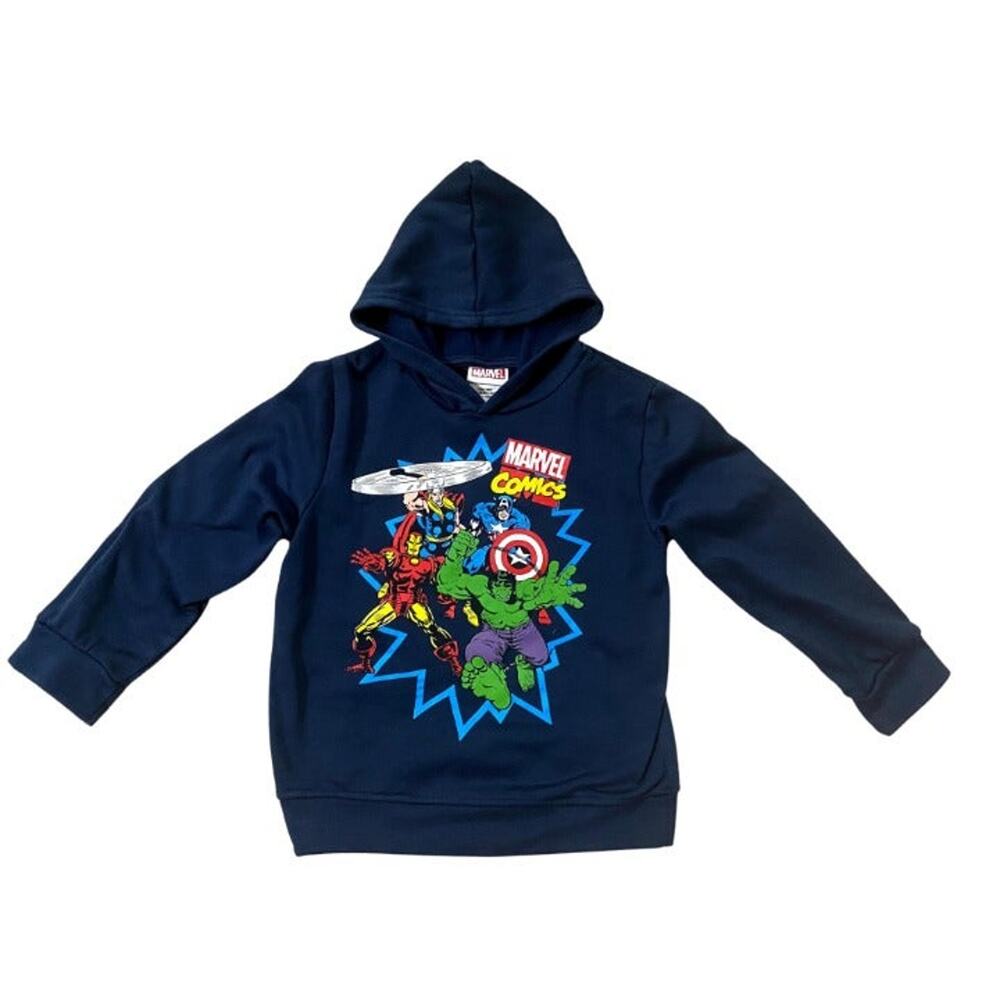 Marvel Comic Characters Blue Long Sleeve Hoodie Size 6